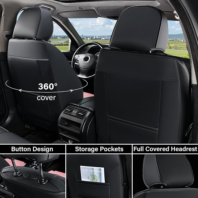 Coverado Front Seat Covers, Car Seat Covers Front Seats, Leather Seat Covers - Image 2