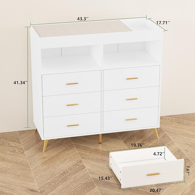 Changing Table Dresser with Drawers, Baby Dresser with Changing Table Top - Image 6