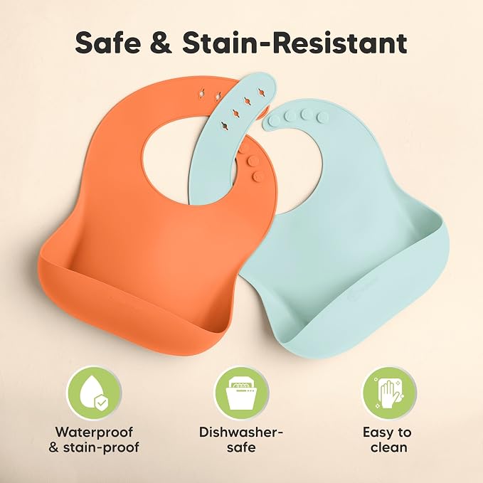 KeaBabies 2-Pack Silicone Baby Bibs - Image 6