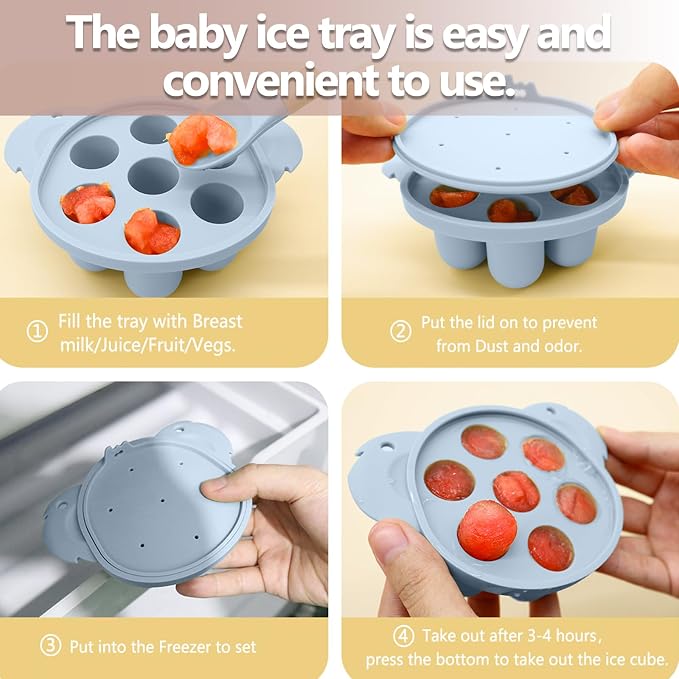2 Pack Silicone Baby Food Feeders + Mini Freezer Tray - Image 3