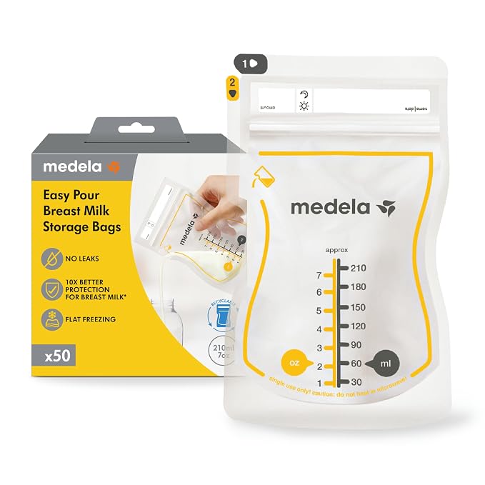 Medela Easy Pour Breastmilk Storage Bags | 50 Count 210ml | Disposable by Medela