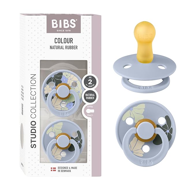 BIBS Pacifiers - Studio 2 Pack | Round Nipple Baby Pacifier | BPA Free Natural by BIBS