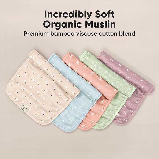 5-Pack Cotton Muslin Burp Cloths Baby Girls, Boys - Image 4