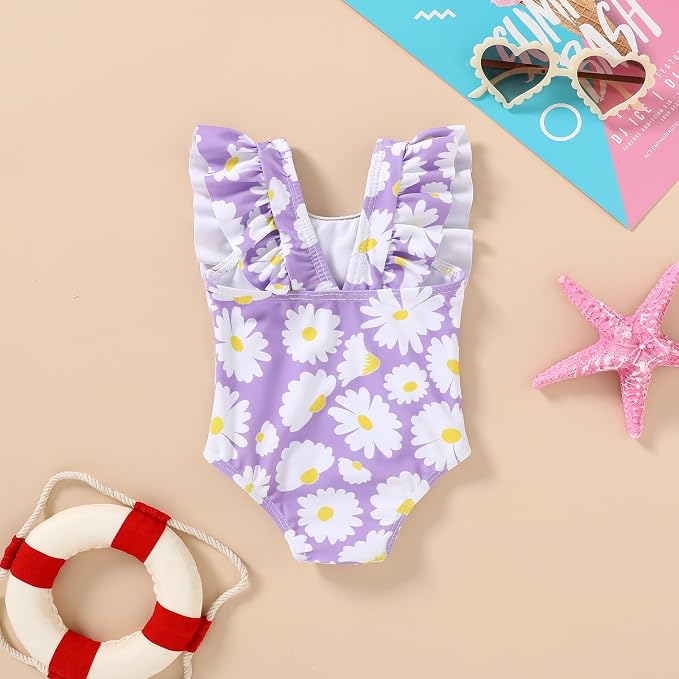 Newborn Baby Girl Ruffle Swimsuit Infant Toddler One Piece Floral Bikini Beach - Image 3