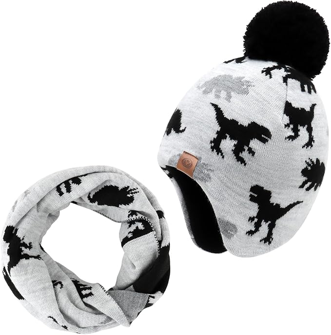 Duoyeree Kids Beanie Hat for Boys Girls Pom-pom Kint Hats Cozy Lining Winter by Duoyeree