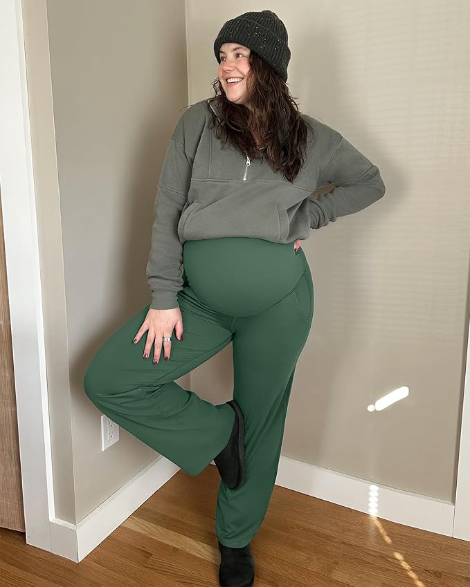 G4Free Maternity Pants Over The Belly Yoga Dress Work Pregnancy Pants Stretchy - Image 5