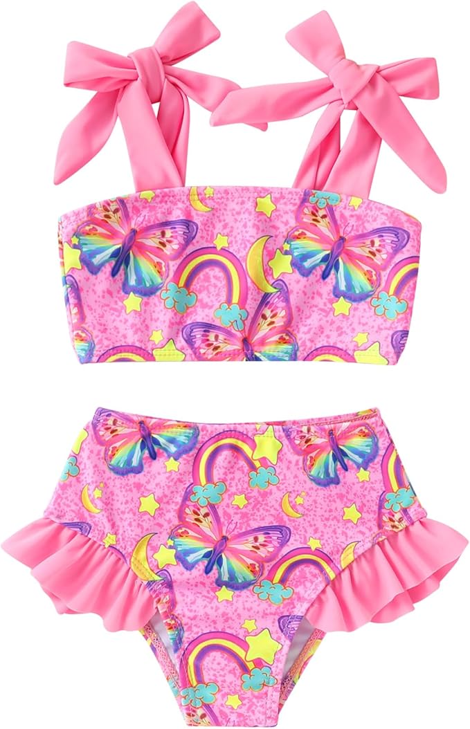 YOUNGER TREE Toddler Girls Two Pieces Swimsuit Color Block Stripe Swimwear by YOUNGERTREE