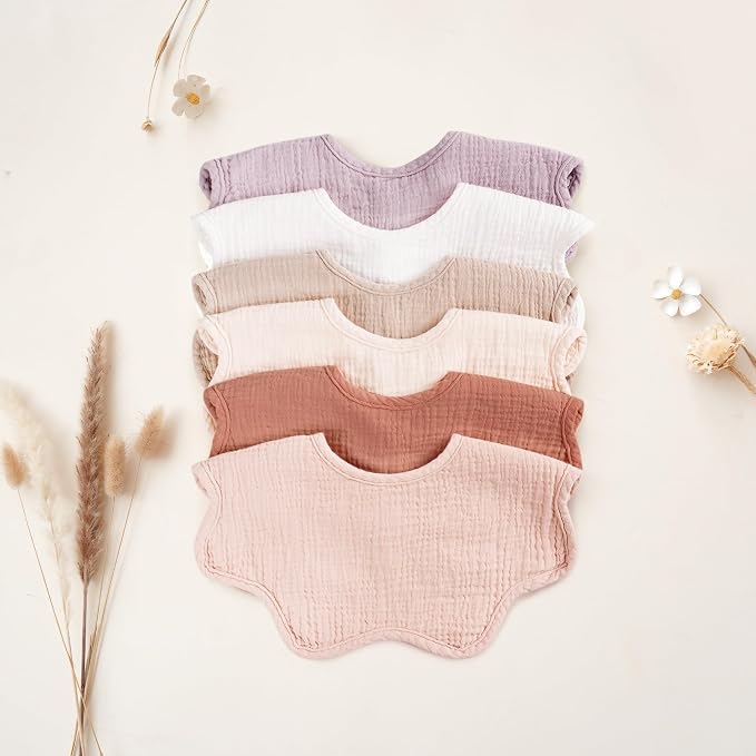 Konssy Muslin Baby Bibs 100% Cotton Absorbent Bandana Drool Bibs - Image 7
