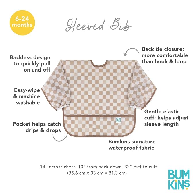 Bumkins - Sleeved Bib -For Boys & Girls, Babies & Toddlers 6-24 Months - - Image 5
