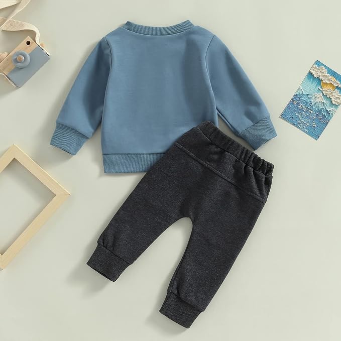 Toddler Baby Boy Clothes Solid Color Long Sleeve Crewneck Sweatshirt Top Casual - Image 7