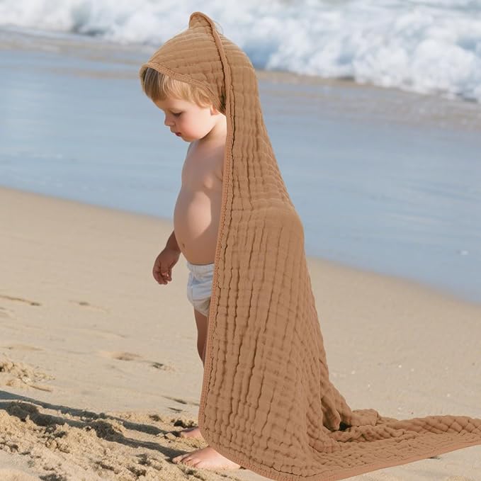 Muslin Hooded Baby Towels 100% Cotton ，Super Soft Muslin Baby Bath Towel - Image 7
