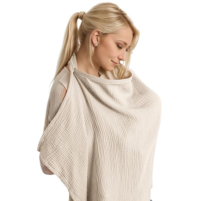 Muslin Cotton Nursing Cover Up for Baby Breastfeeding, Breathable & Soft by APRONPANDA