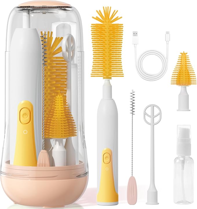 Electric Bottle Brush Cleaner, Baby Bottle Cleaning Set by Duoffanny