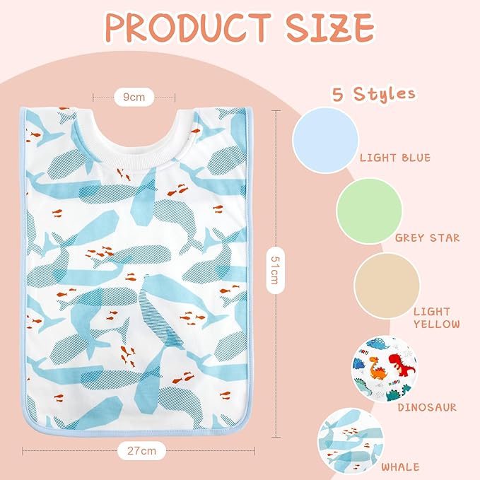 Newwiee 5 Pcs Large Towel Bib Toddler - Image 2