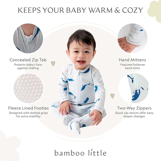Bamboo Little Soft Baby Footie Pajamas, Baby Clothes, Newborn Sleepers - Image 2