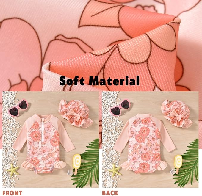 Aalizzwell Baby Girls Long Sleeve One Piece Swimsuit - Image 3