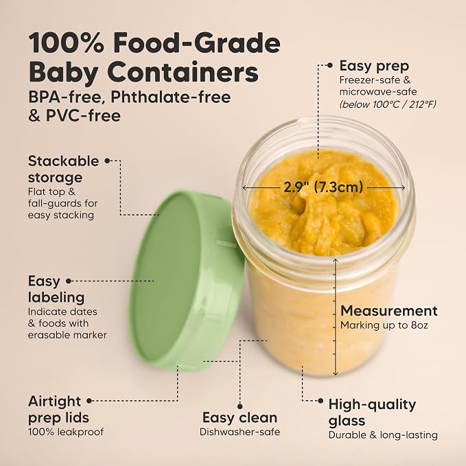 KeaBabies 4pk 8oz Glass Baby Food Containers - Image 2