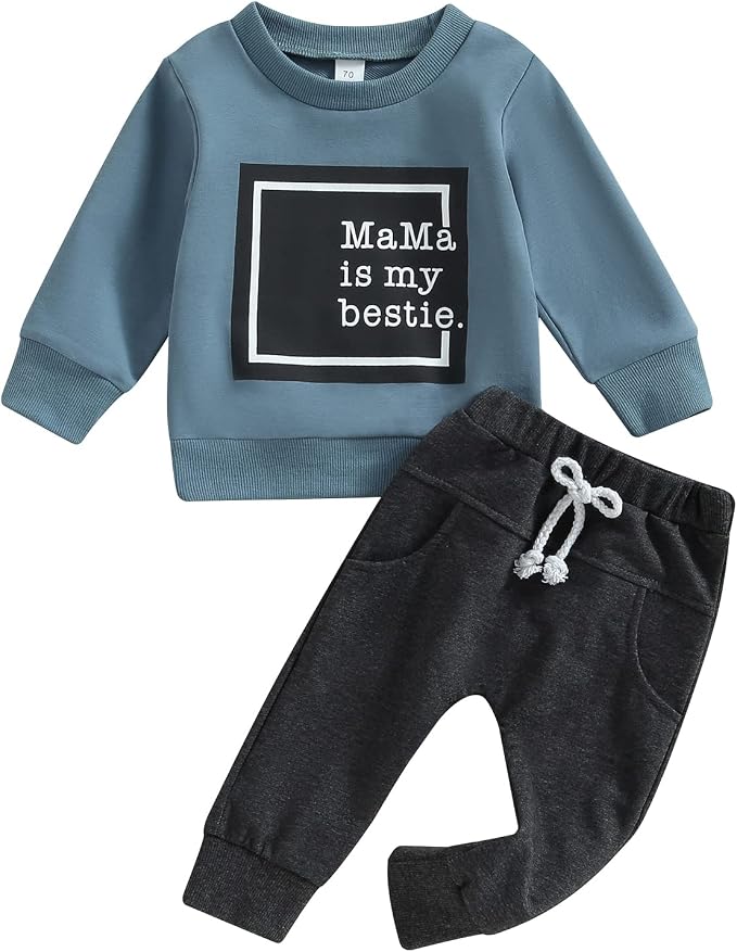 Toddler Baby Boy Clothes Solid Color Long Sleeve Crewneck Sweatshirt Top Casual by MABABY