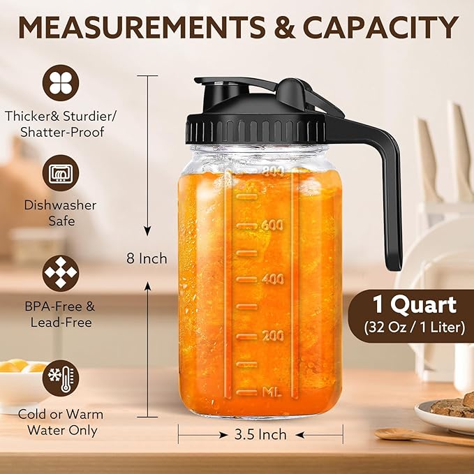Breast Milk Pitcher, 32 OZ Mason Jar Pitcher - Image 5