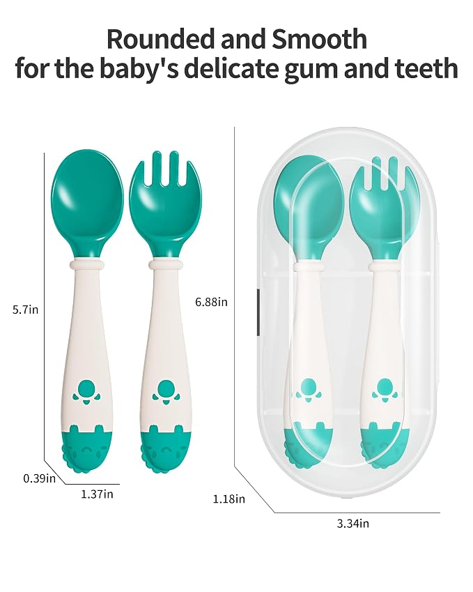 Deejoy Toddler Utensils, Self-feeding Flatware Set withTravel Case, Baby Spoons - Image 6