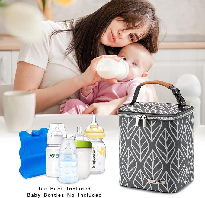 Breast Milk Cooler Bag with Ice Pack Fits 4 Baby Bottles Up to 9 Ounce - Image 6