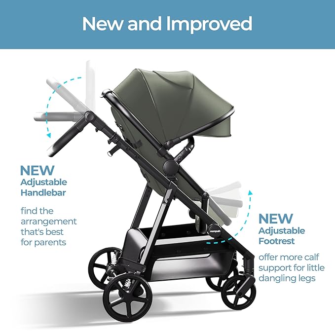 Mompush Baby Stroller, Convertible 2-in-1, Infant Car Seat Compatible, Includes - Image 2