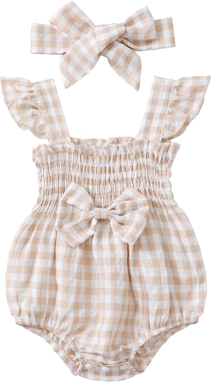 Renotemy Newborn Infant Baby Girl Clothes Rompers Summer Jumpsuits Short Sleeve by Renotemy