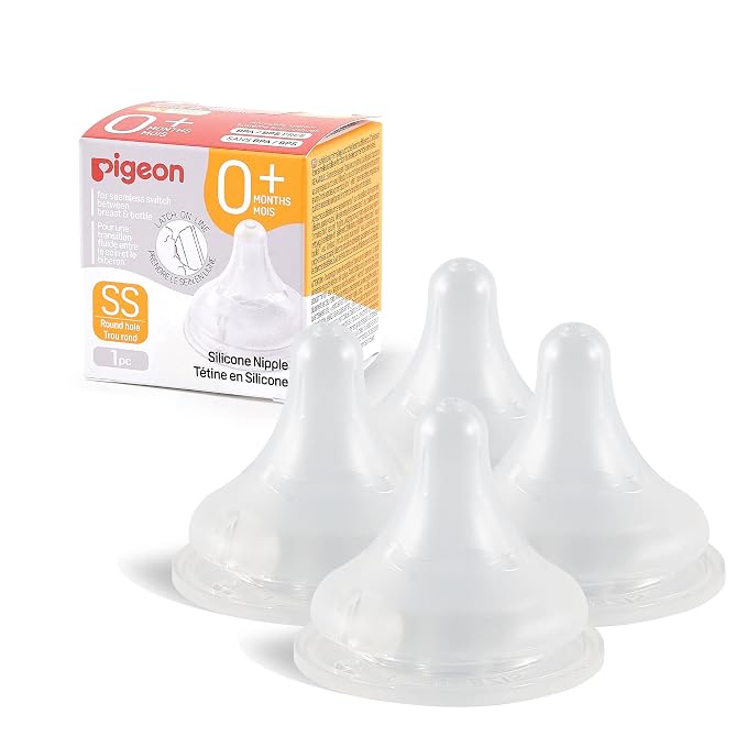 Pigeon Silicone Nipple with Latch-On Line, Natural Feel, 0+ Months by PIGEON