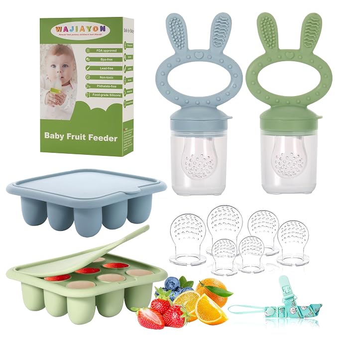 WAJIAYON Easter Bunny Baby Breastmilk Popsicle Molds & Baby Fruit Feeder by WAJIAYON