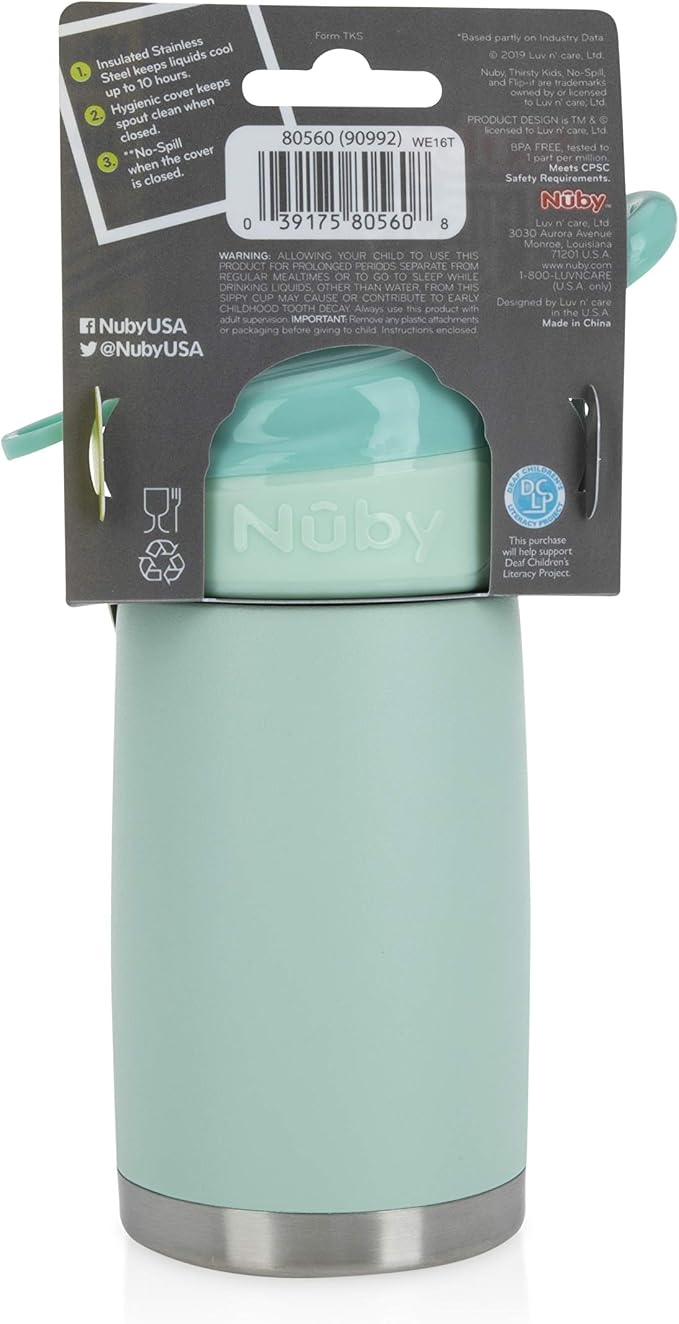 Nuby Thirsty Kids No Spill Flip-It Reflex Stainless Steel Travel Cup or Water - Image 10