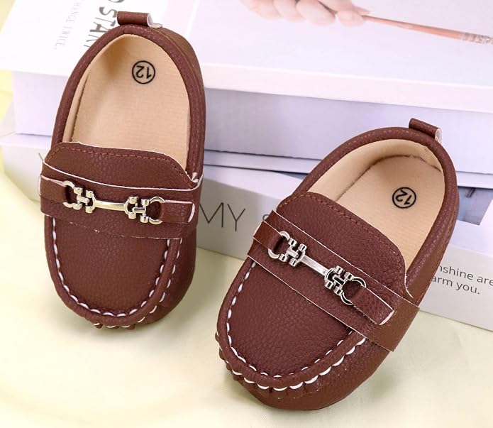 LONSOEN Baby Girls Boys Loafers Prewalker Dress Crib Shoes - Image 2