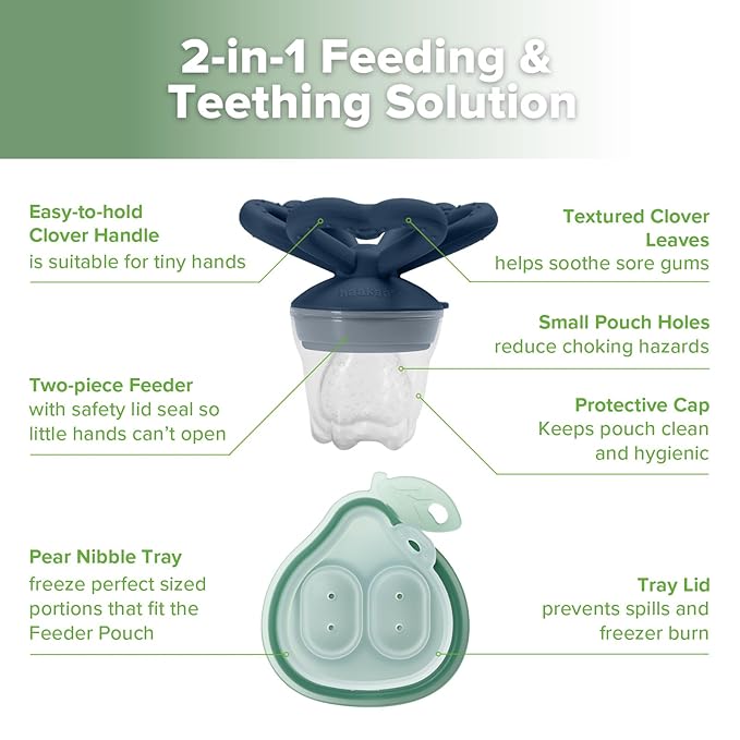 Haakaa Clover Baby Fruit Feeder Teether & Mini Freezer Nibble Tray – BPA-Free - Image 4
