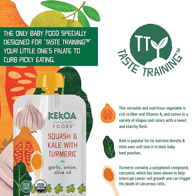Kekoa Foods Squash & Kale with Turmeric Baby Food Purée | 100% USDA - Image 5