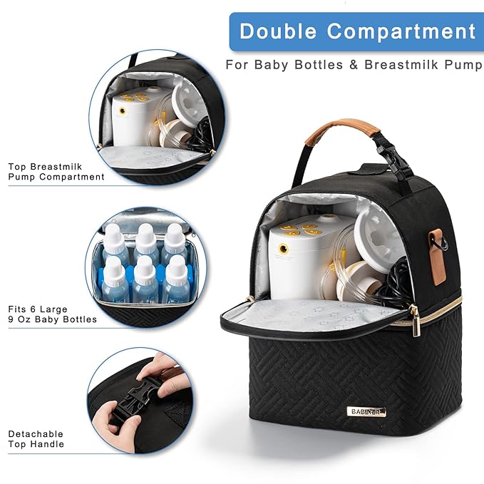 Breastmilk Cooler Bag with Ice Pack Fits 6 Baby Bottles up to 9 Ounce, Breast - Image 3