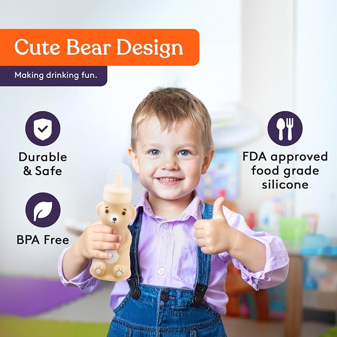 Special Supplies Honey Bear Straw Cup Long Straws, Squeezable Therapy and - Image 3
