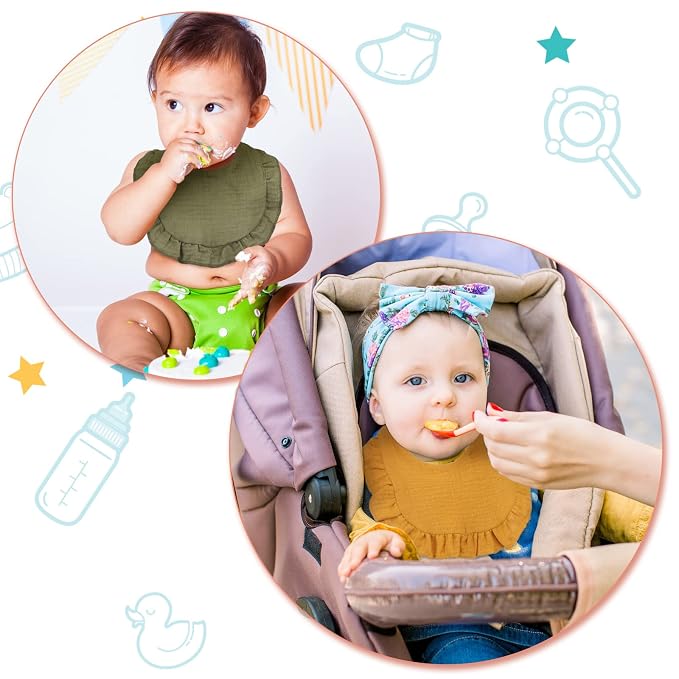 Seematn 10 Pcs Baby Muslin Bibs Drool Bibs Bandana Ruffle Soft Cotton - Image 4