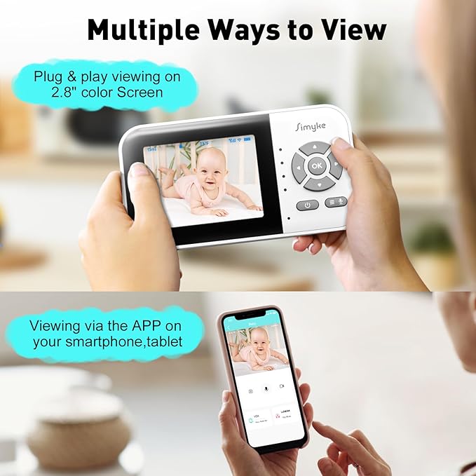 Upgrade Video Baby Monitor, WiFi Baby Camera, 2.8" Display and App Control - Image 2