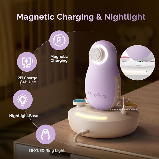 MelodySusie Baby Nail Trimmer Electric, Magnetic Rechargeable Baby Nail File - Image 2