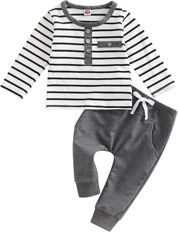 Toddler Baby Boy Clothes Solid Color Long Sleeve Crewneck Sweatshirt Top Casual by MABABY