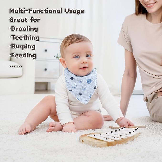 Susurration Muslin Baby Drool Bibs 6Pack Soft Triangular Adjustable Baby - Image 4