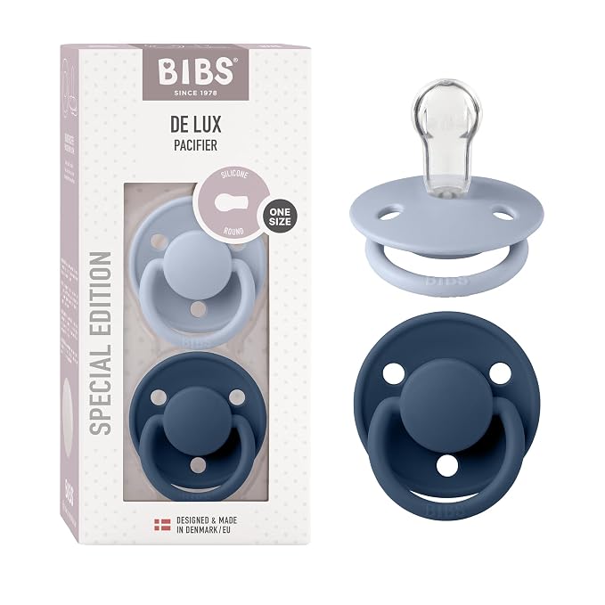BIBS Pacifiers OneSize | 2-Pack Soothers | BPA-Free Symmetrical Nipple | Made by BIBS
