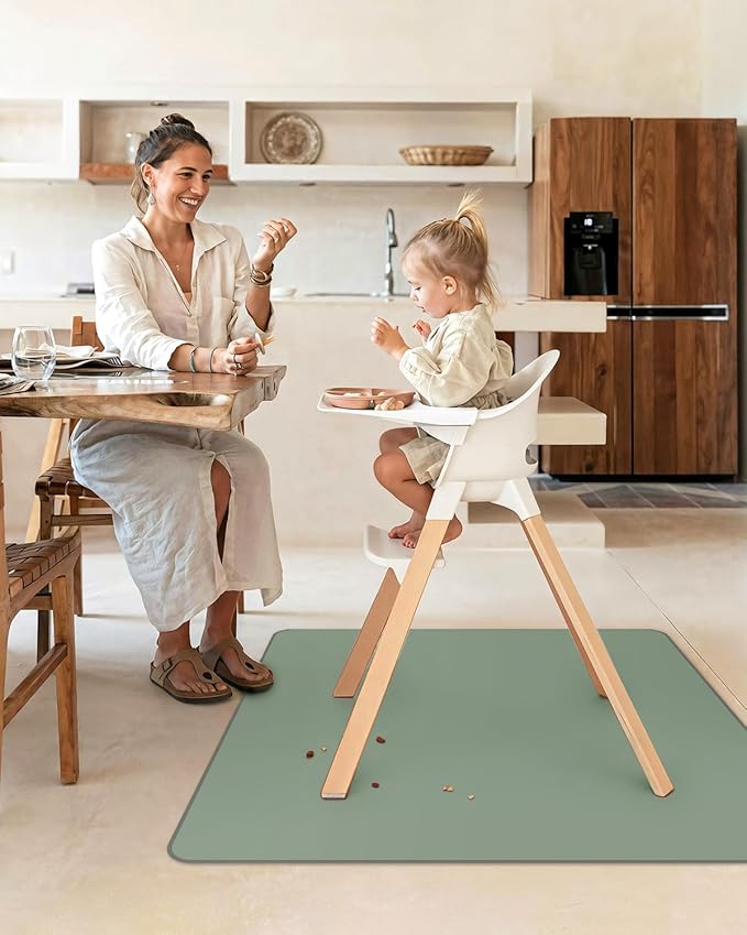 Blissful Diary Baby Splat Mat for Under High Chair, 50.4 x 50.4 Inch Wipeable - Image 4
