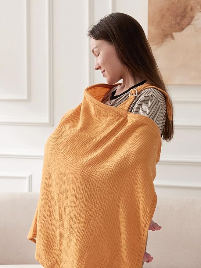 TILLYOU Muslin Nursing Cover for Baby Breastfeeding, 100% Cotton Breathable - Image 3