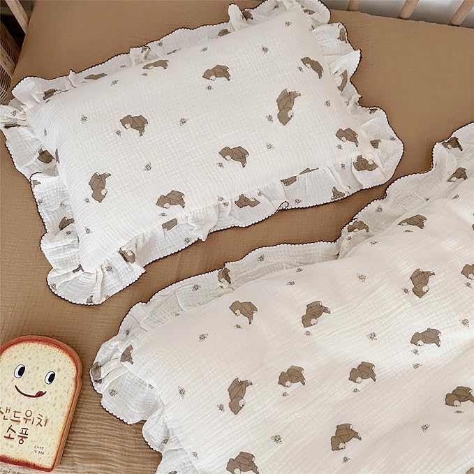 AOJIM Cute Cartoon Pattern Muslin Toddler Kids Pillow Case Super Soft Cotton - Image 4