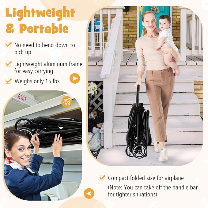 BABY JOY Lightweight Baby Stroller, Compact Travel Stroller - Image 3
