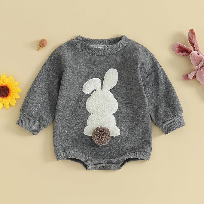 VISGOGO Newborn Infant Baby Boy Girls Oversized Romper Little Dude Sweater - Image 2