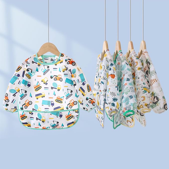 5 Pack Long Sleeve Bib, Baby Toddler Waterproof Sleeved Bib - Image 7