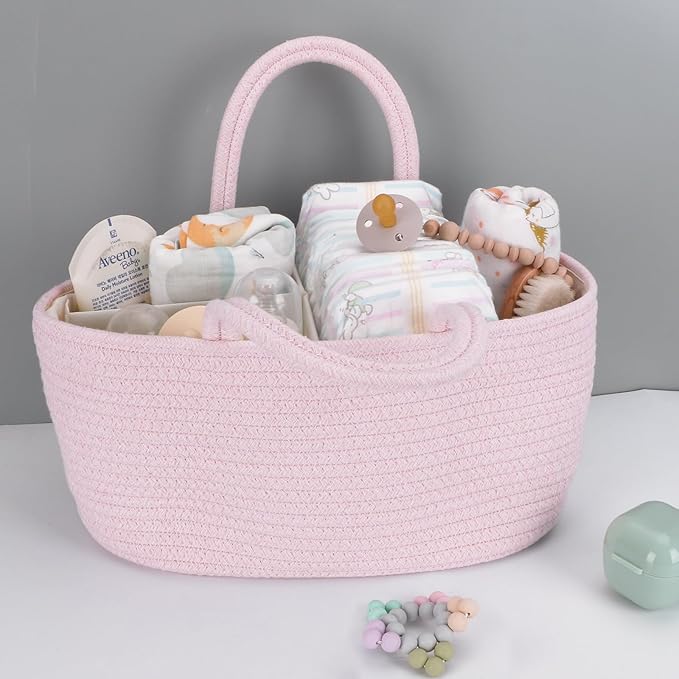 Baby Diaper Caddy Organizer for Girl Boy Rope Nursery Storage Bin Basket - Image 4