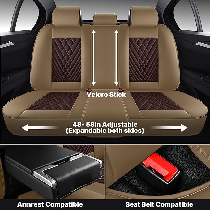 Leather Car Seat Cover Full Set, Waterproof and Protector, 5 Seat Cushion - Image 4