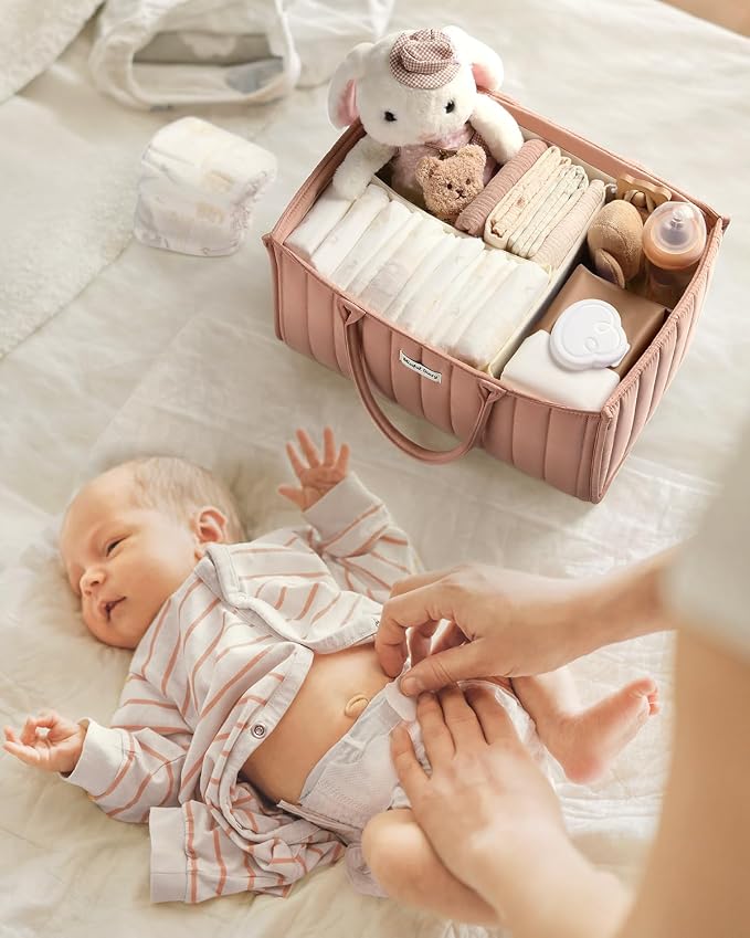 Blissful Diary Baby Diaper Caddy Organizer, Stylish Storage Basket - Image 6